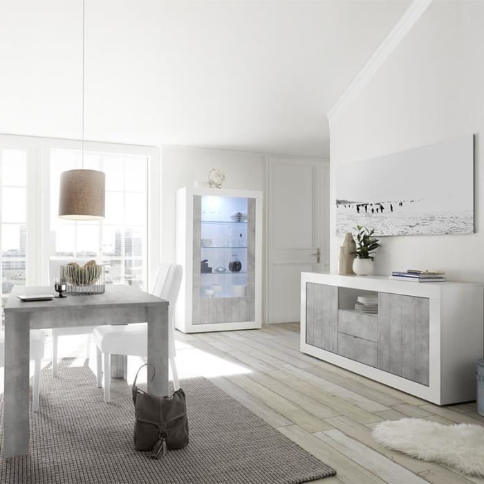 Salle A Manger Blanc Effet Beton Gris Moderne Urban 5 Gris L 185 X