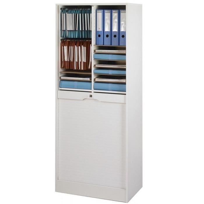 Armoire de bureau à rideau large blanc Office 172 cm Cdiscount Maison
