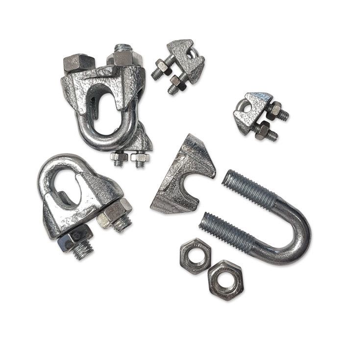 Serre-câble étrier En Acier Zingué - Lot De 2, Diamètre Max 14 Mm | Pour Câbles Acier, Bricolage, Manutention | Connecteur En U Avec Boulons