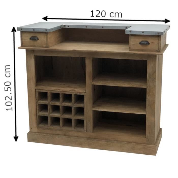 Bar Comptoir Bois Zinc Rangement Bouteilles Verre 120 Cm X 102 50 Cm X 51 Cm Comptoir Achat Vente Meuble Bar Bar Comptoir Bois Zinc Cdiscount