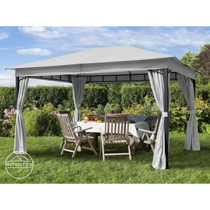 toolport pavillon de jardin 3x4 m tonnelle de jardin pes pellicule pu impermeable env 180g m gris cdiscount jardin