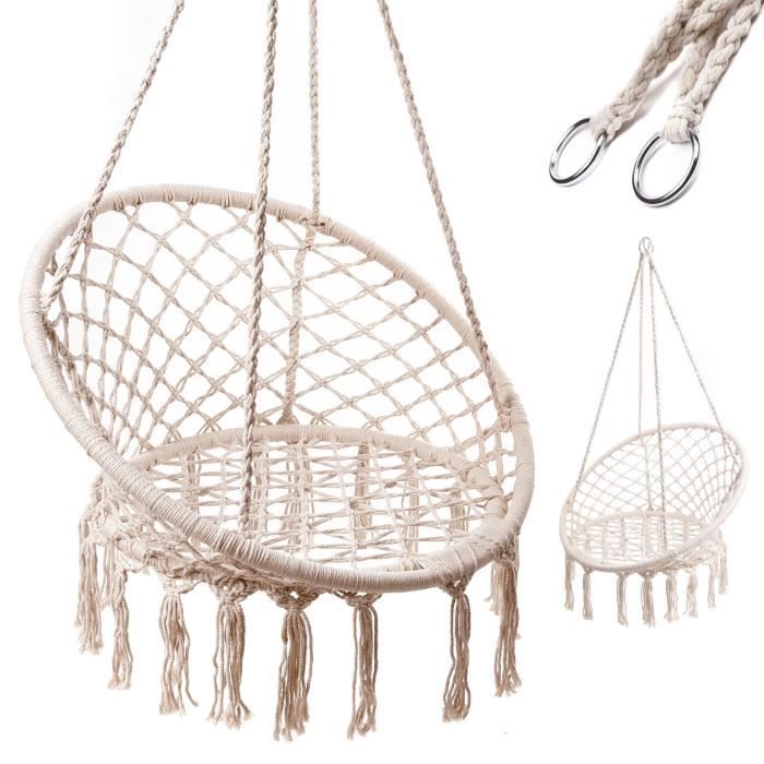 Fauteuil suspendu Ikonka - Ecru - 80cm - Jardin et maison
