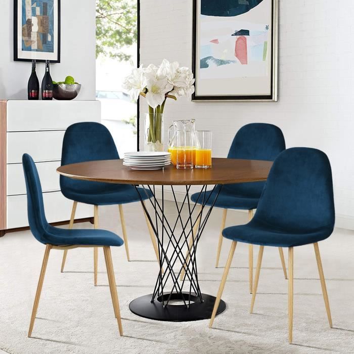 Yata Home Lot de 4 Chaises 44x44x87cm Rose Anthracite Tendance Scandinave Velours Pied M/étal Look Bois Salle /à Manger Salon Bureau Chambre
