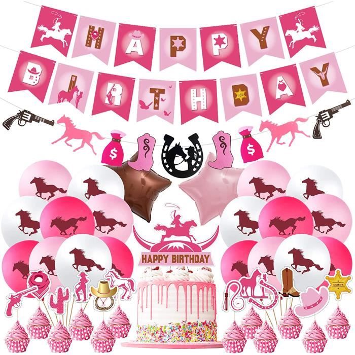 Decoration D Anniversaire Pour Chevaux Cowgirl Accessoire De Fete D Anniversaire Banniere Guirlandes Signalisations Ballons En Cdiscount Maison