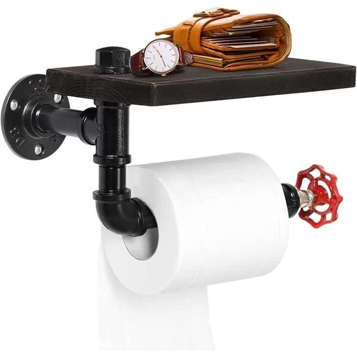 serviteur wc fcyqbf support mural pour papier toilette industriel avec eacutetagegravere en bois pour salle de bain espresso410 cdiscount bricolage