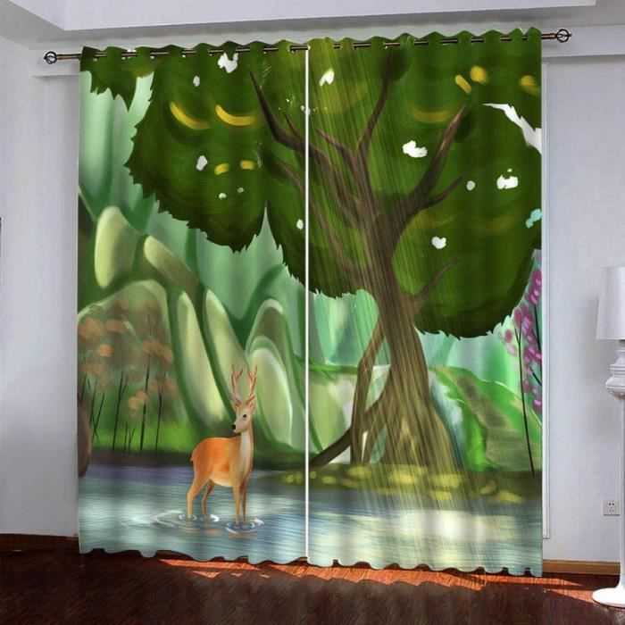 Rideau Occultant Enfant - Jungle Forêt Tropicale Pont En Bois Vert