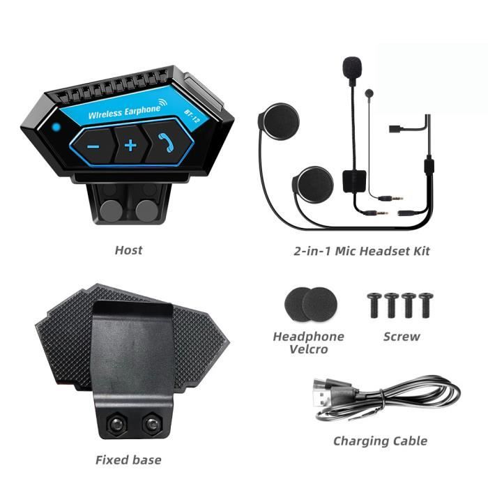 Communication - CB,Kit d'appel mains libres sans fil BT5.0 pour casque de  moto,écouteurs stéréo Anti-inter- New BT12[D9]