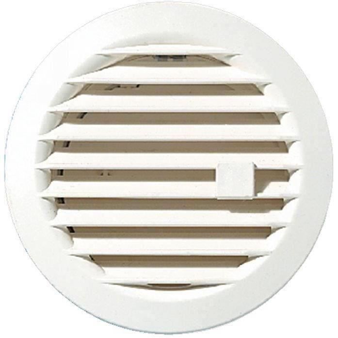 Grille ventilation ronde réglable clip D :97 mm - AUTOGYRE - blanc - PVC - pour gaines ou conduits r