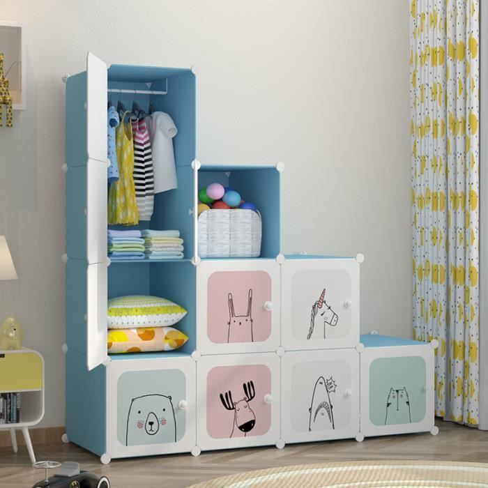 Armoire Pour Enfants Plastique Assembler La Garde Robe Simple De Dessin Anime Armoire De Vetement De Rangement 10 Casiers Meuble Achat Vente Armoire De Chambre Armoire Pour Enfants Soldes Sur