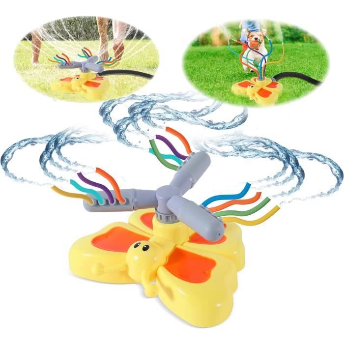 Jouet Arroseur Papillon Rotatif – 2 Têtes Interchangeables, Connecteur Supplémentaire, Pour Enfants 3-8 Ans, Jeux D'Eau Extérieurs