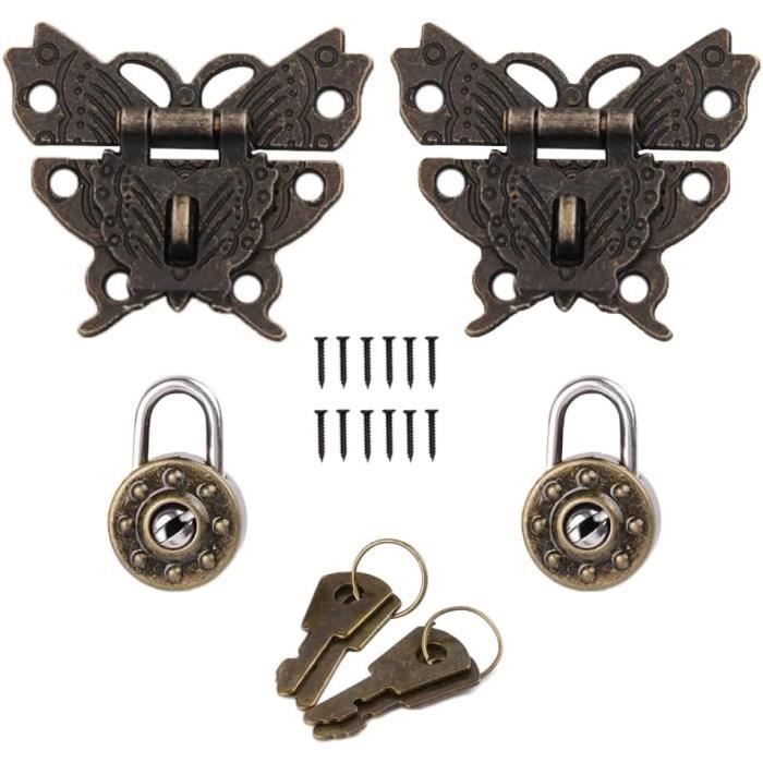 3 Pièces Mini Cadenas Vintage Avec Loquets - Fermoir Rétro Pour Boîtes En Bois Et Bijoux