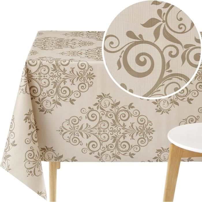 Nappe Toile Cirée PVC 140x200cm à Pois Beige - Entretien Facile à L'éponge - Finition Biais - Design Pratique