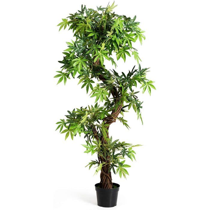 COSTWAY Erable Artificielle 160 CM Plante Artificielle avec Pot pour D&eacute;coration Interieur / Ext&eacute;rieur 