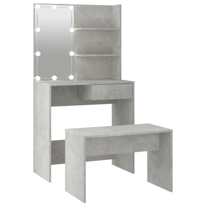 Ensemble Coiffeuse Design Helloshop26, 74,5x40x141 Cm, Chêne Et Beige, Contemporain, Neuf