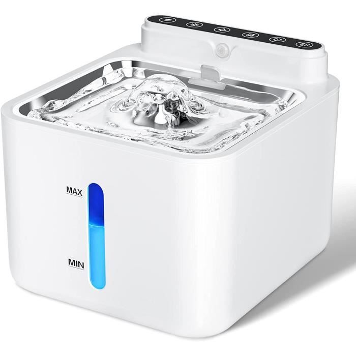 Fontaine a Eau Chat 3,2 L sans Fil avec Detecteur de Mouvement Batterie au Lithium 2600 mAh avec Pompe Silencieuse et Filtre