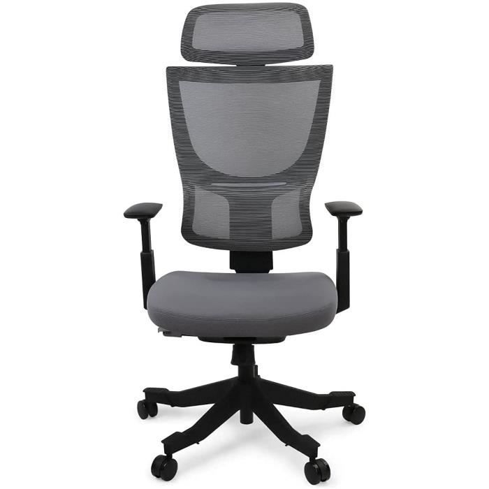 flexispot bs8 chaise de bureau fauteuil ergonomique support dorsal compact verrouillage à 120° rotation à 360° (gris)