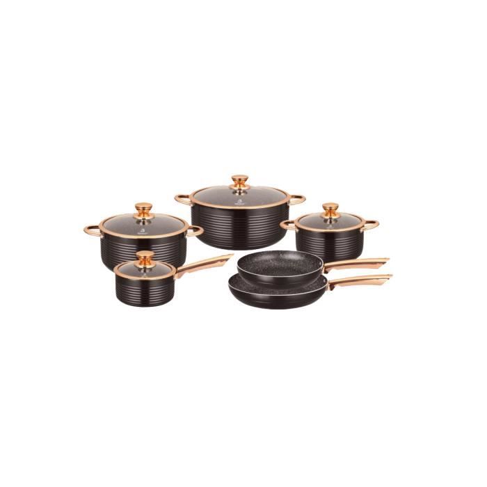 BATTERIE DE CUISINE 10 PIECES TYPE PIERRE SAUTEUSE MARMITE TOUS FEUX INDUCTION VITROCERAMIQUE
