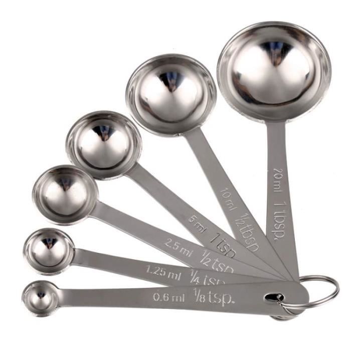 5 Pcs Acier Inoxydable cuillères Set de cuisine pâtisserie Café Mesure Outils