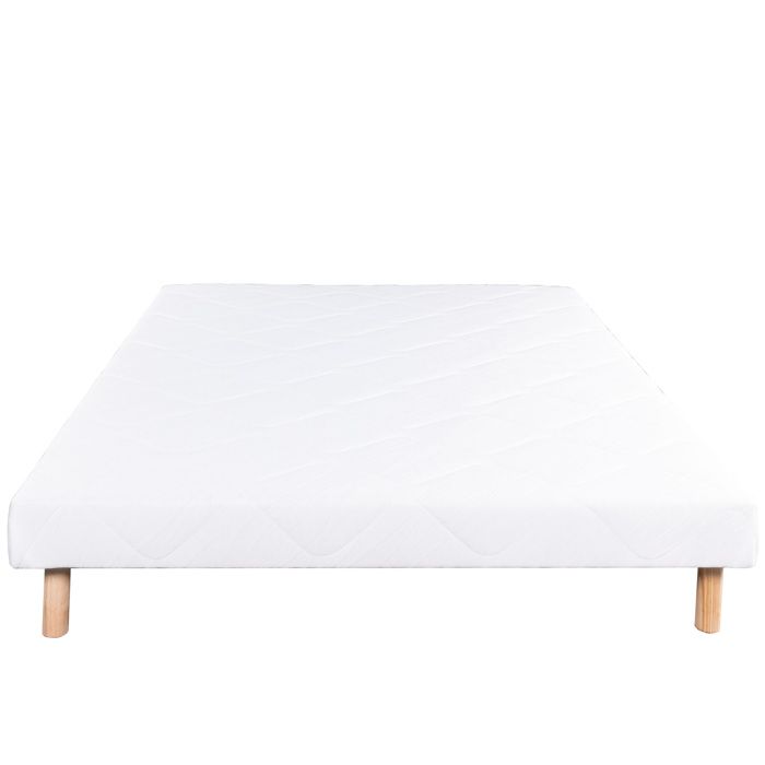 sommier 160x200 cm, 13 cm, tapissier à lattes, blanc, + pieds offerts, bois massif, LUXURY LITERIE