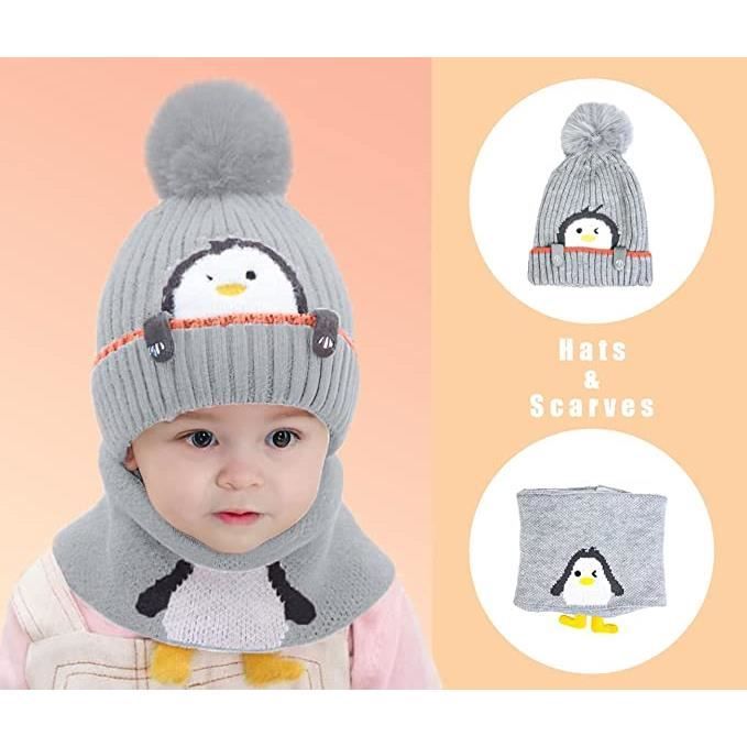 Écharpe de Bonnet Hiver Bonnet Bébé Fille Hiver Pompom 1 à 3 ans Tricotés  Bonnet Écharpe - Cdiscount Prêt-à-Porter