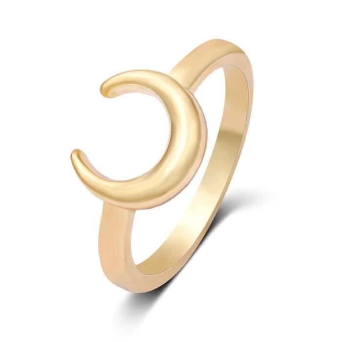 Chevaliere BUSZD Croissant d'or Lune Mode Bijoux Bague femme Taille-8 Noir  - Achat / Vente chevaliere - Cdiscount