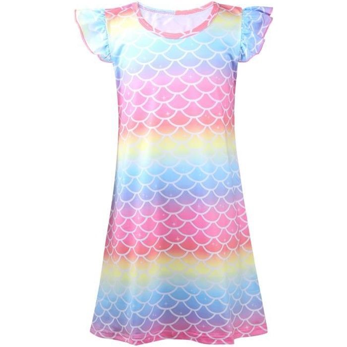DPois Enfant Fille Robe de Nuit Costume Sir ne Princesse Arc En