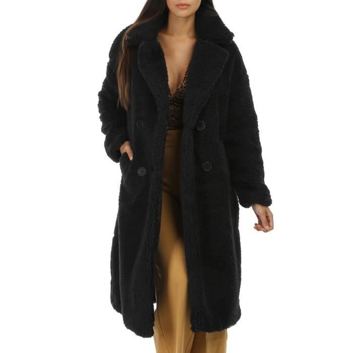Manteau long noir best sale mouton