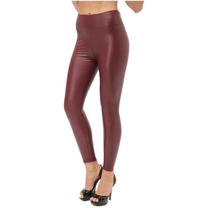 Sasaquoy Legging - Jegging Tregging Pantalons en minces taille haute pour femmes à la mode extensibles décontractés Vin Rouge bourgogne - Cdiscount