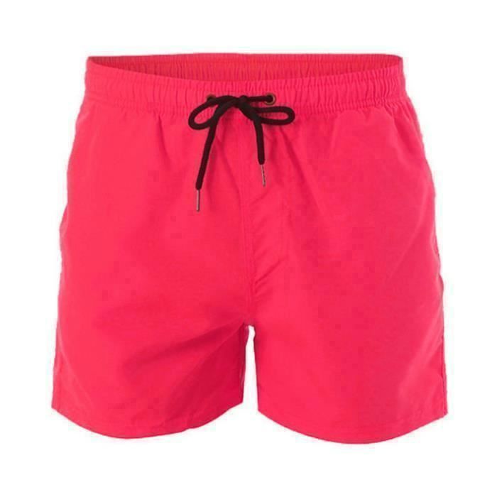Short De Bain Homme Saumon/Rouge à Palmiers Noirs - Taille M (Neuf)