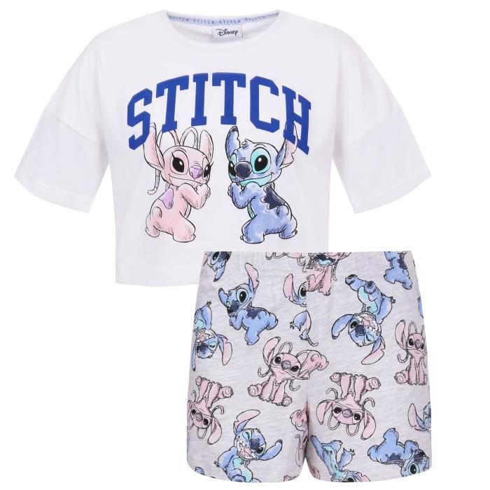 Angel et Stitch DISNEY Pyjama blanc et gris pour filles pyjama