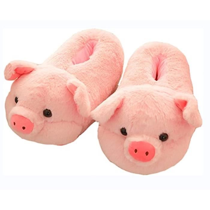 Chaussons cochon animaux drole femme homme hiver maison Pantoufles plus  chaudes Peluche Dessin animé adulte Chaussures coton35/43 Rose - Cdiscount  Chaussures