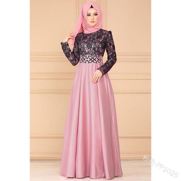 Robe Musulmane pour femmes Hijab Abaya Caftan Marocain vetements islamiques Ramadan Eid S 5XL Rose Cdiscount Pret a Porter