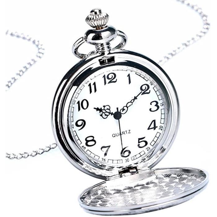 Montre de Poche Quartz Vintage élégant Motif Classique Cadeau