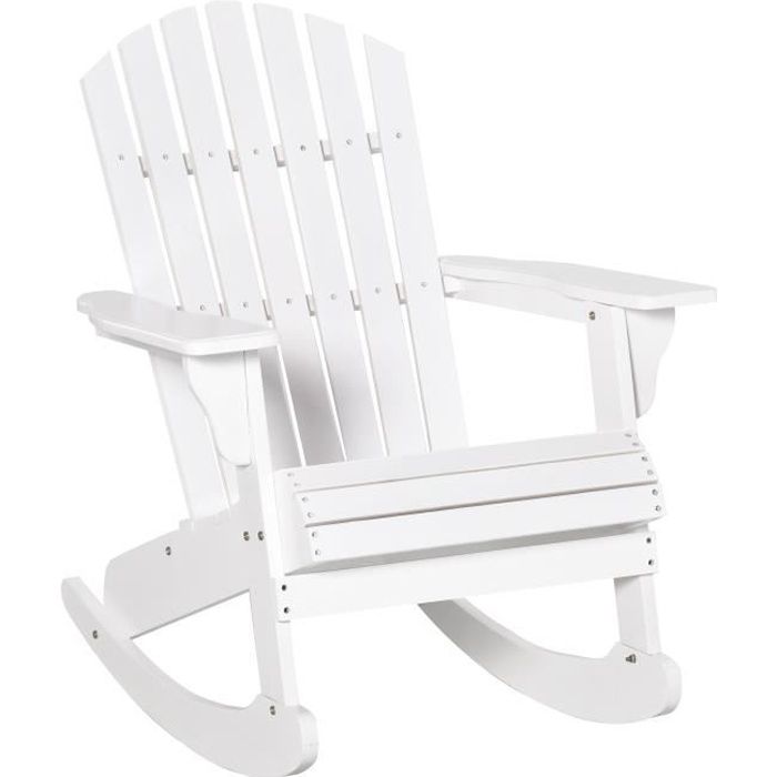 outsunny fauteuil de jardin adirondack à bascule rocking chair style néo-rétro assise dossier ergonomique bois sapin traité peint