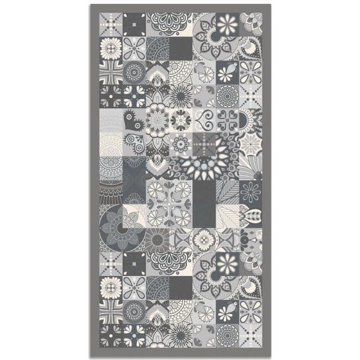 Panorama Tapis Du Sol Vinyle Carreaux De Ciments Cuisine Gris 40
