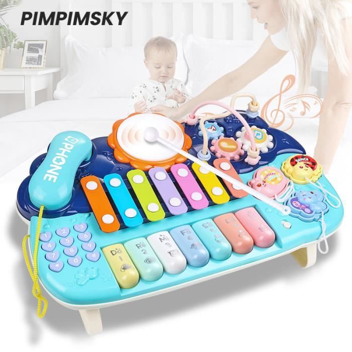 PIMPIMSKY Jouet Musical BéBé - Jouets Musicaux Pour Bébé Avec Sons et Lumière , 6 en 1 Jouet éducatif Multifonctionnels Clavier