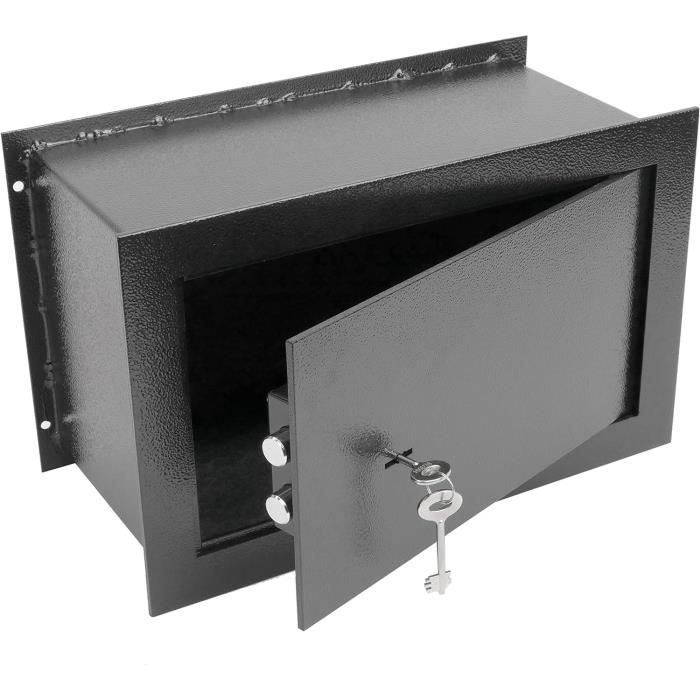 Coffre-fort Compact à Clé En Acier - Noir, Portable, 3 Clés, Montage Mural, Pour Valeurs Et Argent