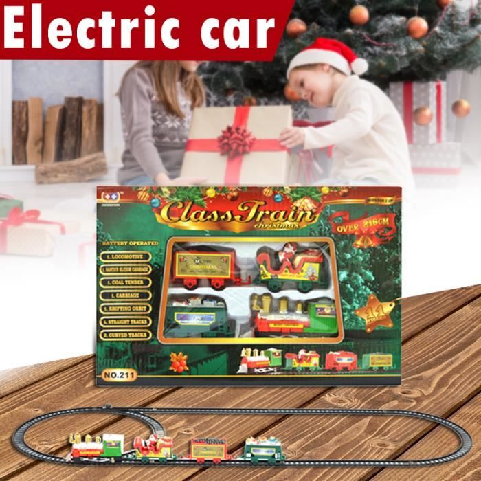 Train Électrique à Vapeur De Noël – Locomotive Avec Fumée, Lumières LED Et Sons Réalistes – 4 Wagons, Rails, Décoration De Sapin