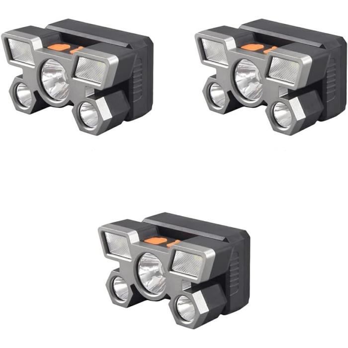 Lampe Frontale LED Rechargeable USB 1800 Lumens – Torch Fishing, étanche IPX4, Blanc/or