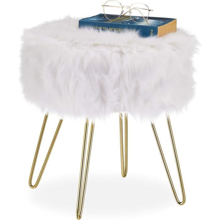 Lot De 4 Coussins De Chaise Ronde Fourrure Synthétique Blanc - Confort Salon 40x40cm