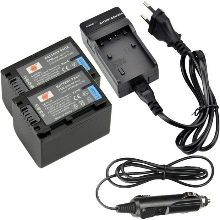 DSTE 2-Pack Ersatz Batterie und DC04E Reise Ladegerät Compatible für Sony NP -FV70 DCR-SR15 DCR-SR68 DCR-SR88 DCR-SX15 DCR-SX45 DCR-SX85 HDR-CX105 HDR-CX115 HDR-CX130 HDR-CX150 HDR-CX160