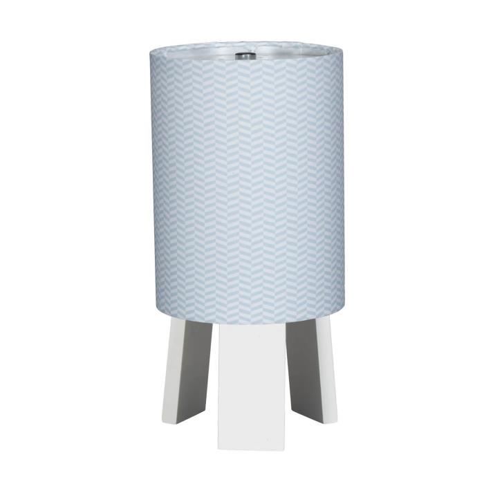 Lampe de chevet - SAUTHON - Lazare - Bleu ciel - Hévéa - Coton