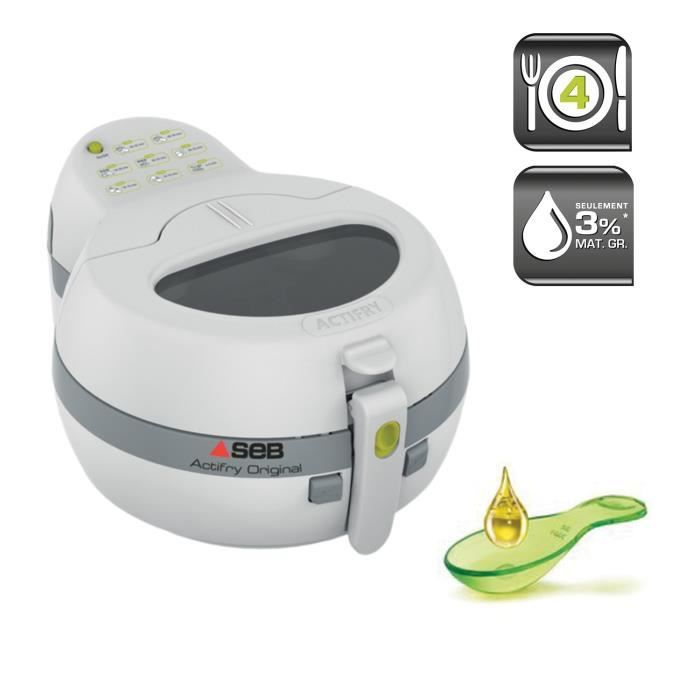 SEB ActiFry Original Friteuse sans huile, Cuve amovible 1 kg, 3 % de matière grasse, Cuisson saine, Air Fryer Blanche FZ712100