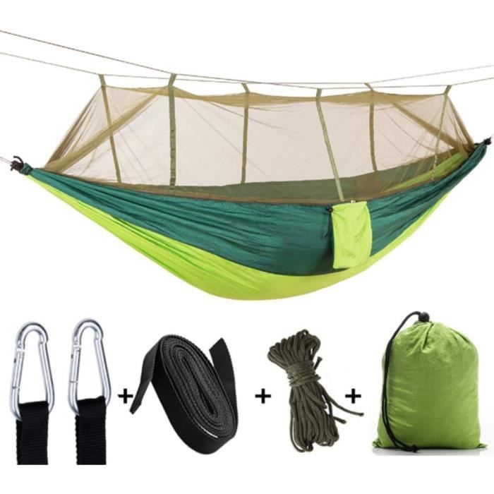 tenglang hamac portable camping - jardin avec moustiquaire extérieur 1-2 personne suspendus lit force parachute tissu sommeil [617]
