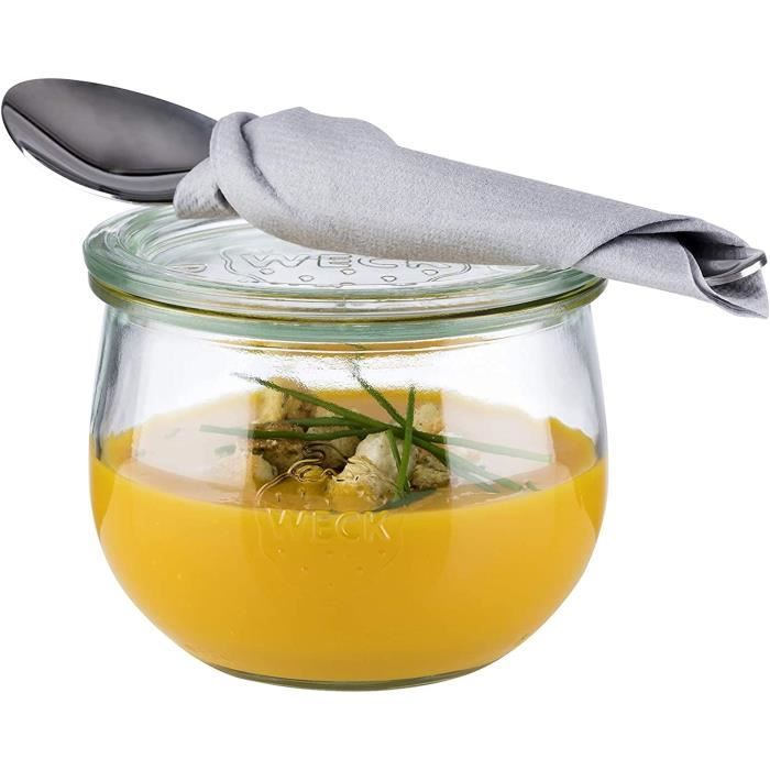 APS Set de 6 Verres Originaux WECK 580 ML avec Couvercle - Ø 11 cm ...