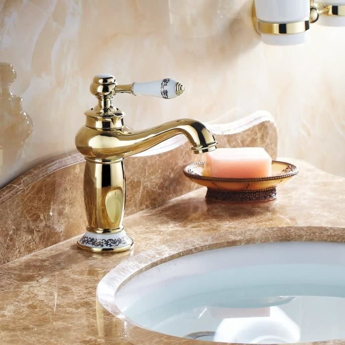 Beelee Mitigeur monocommande pour lavabo de salle de bain en laiton à ...