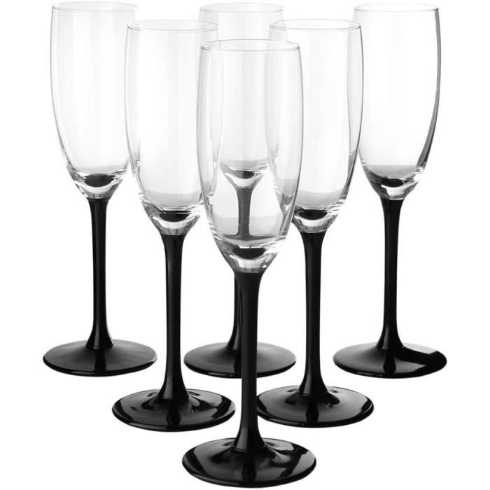 SOLAVIA Lot de 6 flûtes à champagne en verre, pied noir, 180 ml119