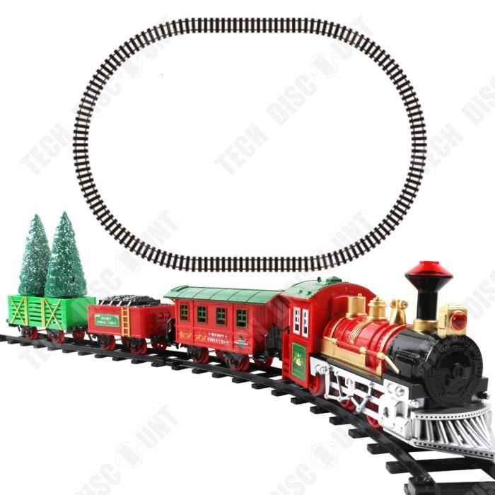 Train électrique télécommandé de Noël, Ensemble de Jouets avec 3 Sorties de fumée, lumière et Son, Locomotive, Wagons, télécommande et Rails, décoration sous Le Sapin, Cadeau pour Enfants dès 3 Ans Train électrique télécommandé de Noël, Ensemble de Jouets avec 3 Sorties de fumée, lumière et Son, Locomotive, Wagons, télécommande et Rails, décoration sous Le Sapin, Cadeau pour Enfants dès 3 Ans
