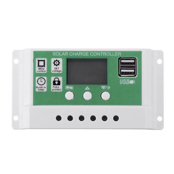 Régulateur Solaire Photovoltaïque 20A 12V/24V – PWM Intelligent Avec LCD Pour Batterie Plomb, Gel, AGM