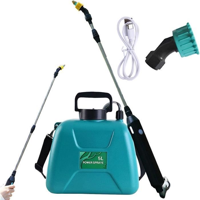 Pulvérisateur Jardin Électrique Diivoo 5L – Batterie Rechargeable Type-C, Baguette Télescopique, Buses Laiton, 5200mAh